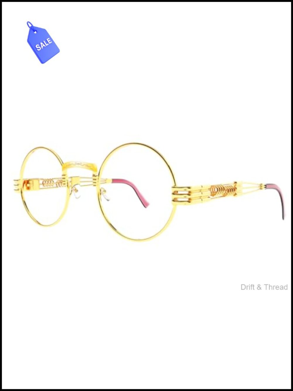 Round Steampunk Clear Lens Glasses Metal Frame Retro Gothic Eyewear